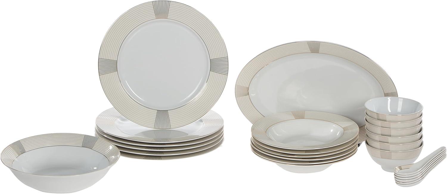 Royalford Premium Service de table en porcelaine, 26 pièces, blanc